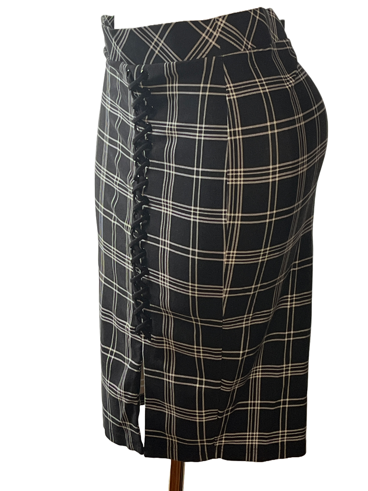  Black and White Plaid Pencil Skirt (size 2x)