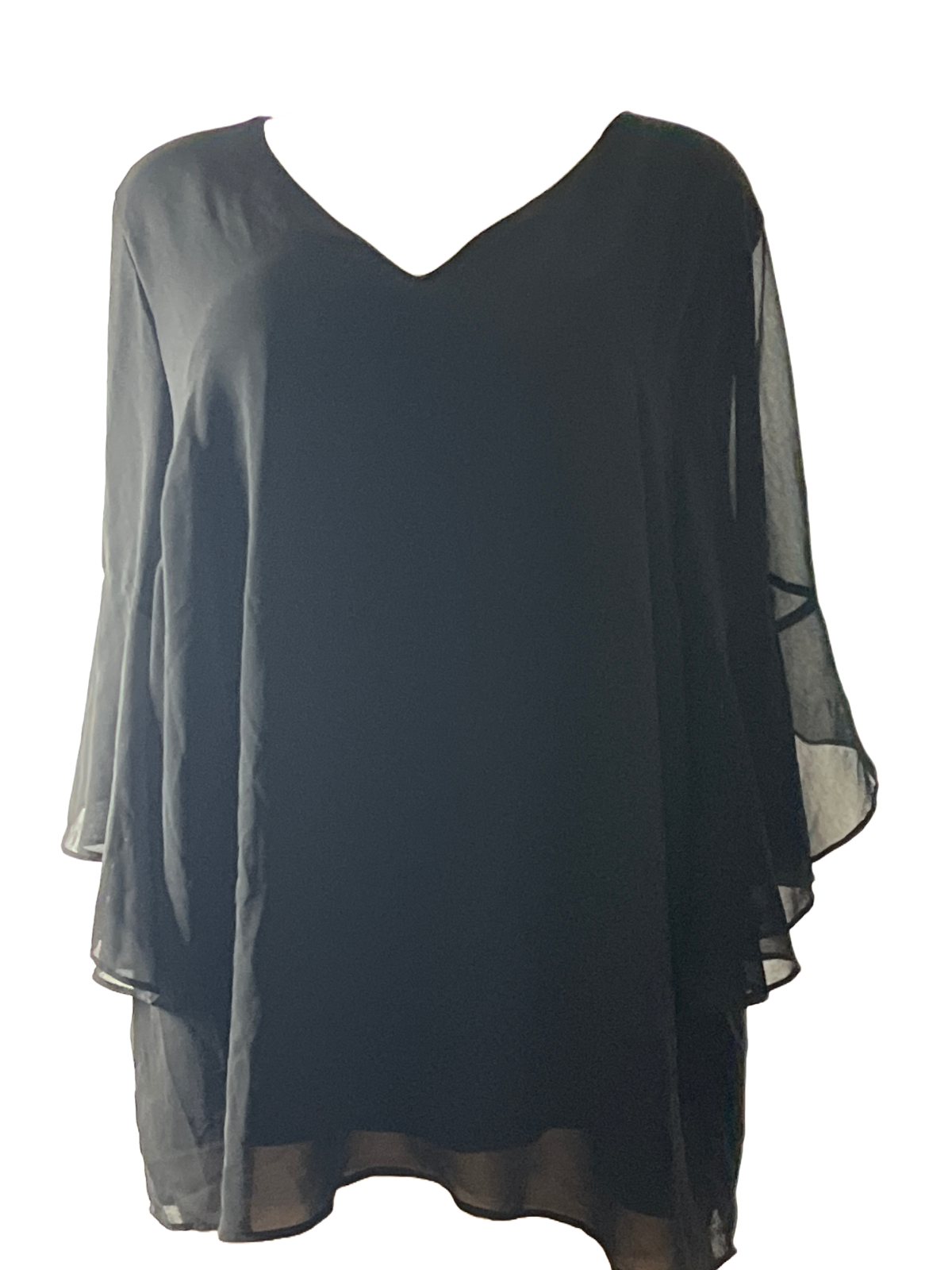 Elegant Black Blouse with with Bishop Sleeves (size 2x)