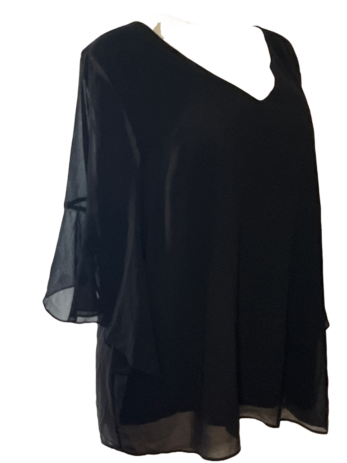Elegant Black Blouse with with Bishop Sleeves (size 2x)