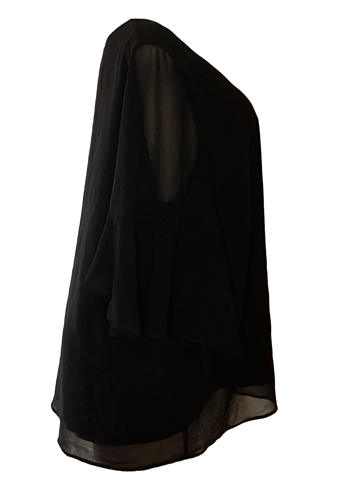 Elegant Black Blouse with with Bishop Sleeves (size 2x)