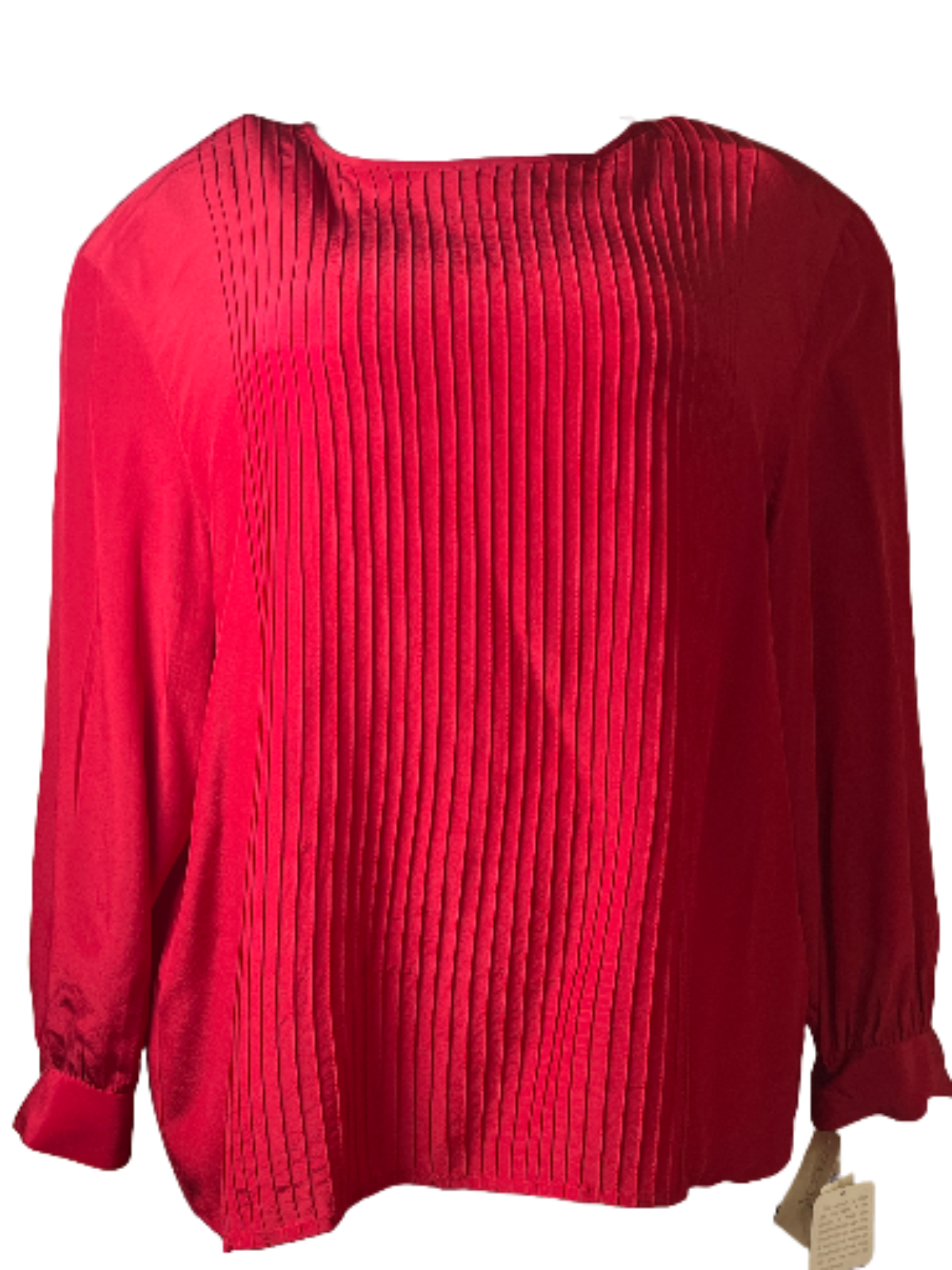 New with Tag-Red Pleated Long Sleeves Blouse (size 20W)