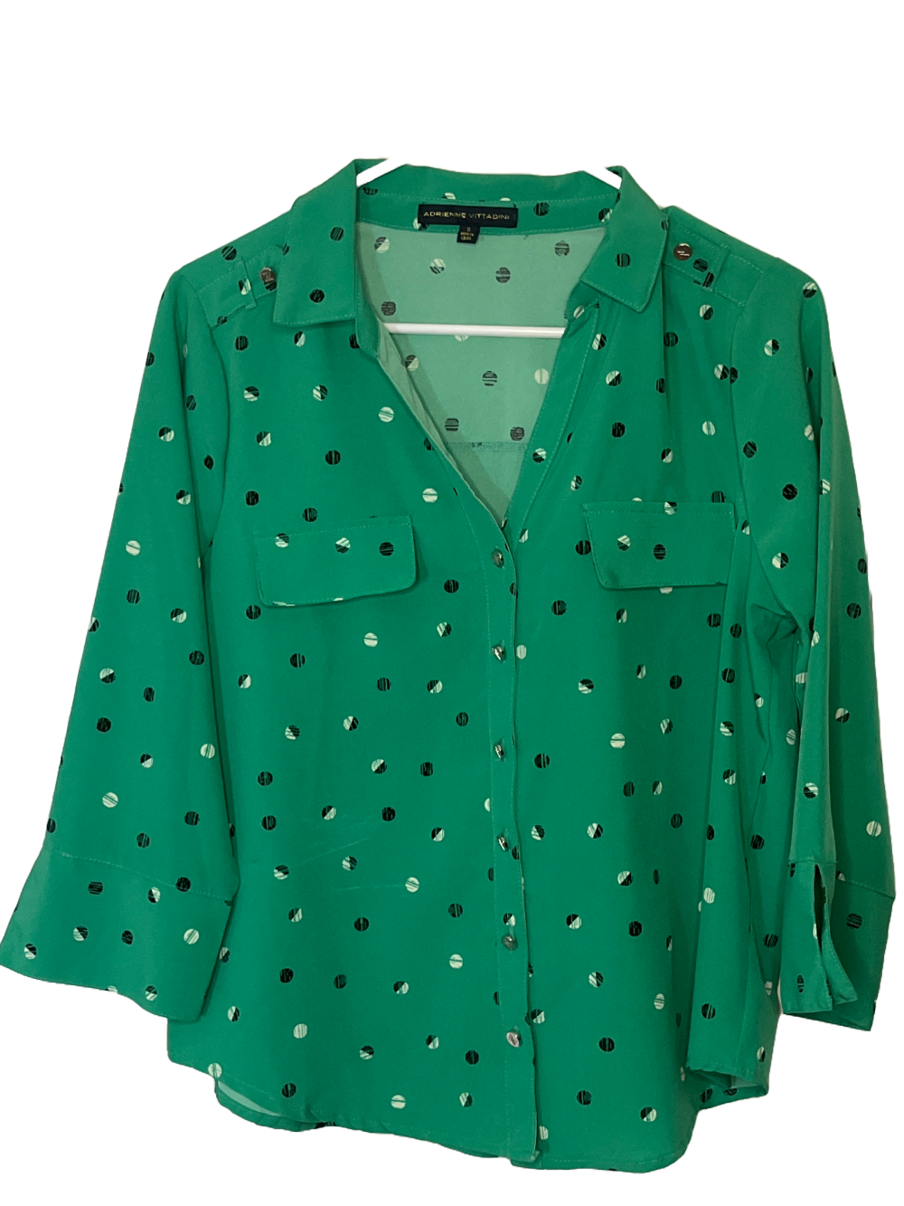 Green Polka Dot Blouse (size small)