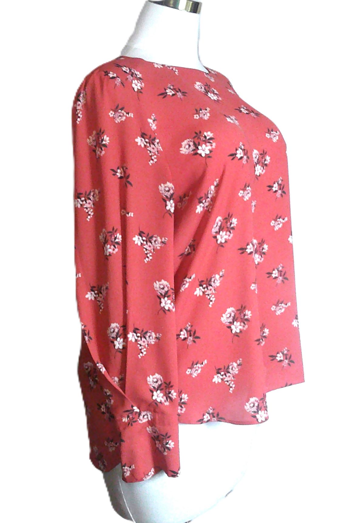 Floral Long Sleeves Pull Over Blouse (Size XL) 