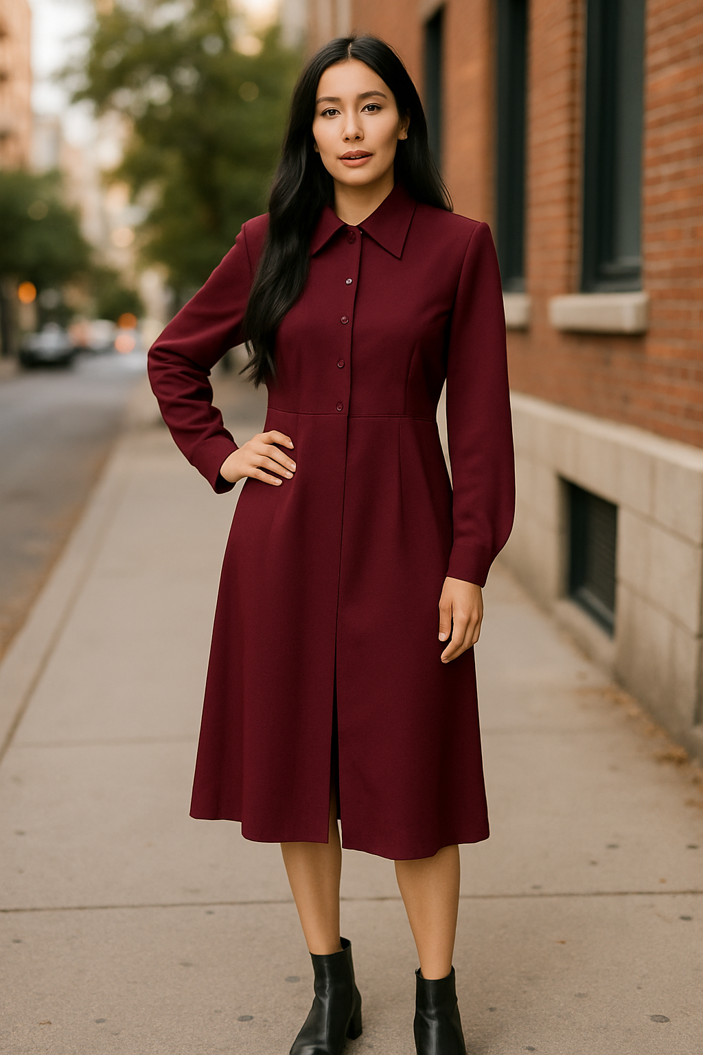 Harve Bernard- Burgundy long jacket and skirt suit set(size 10)