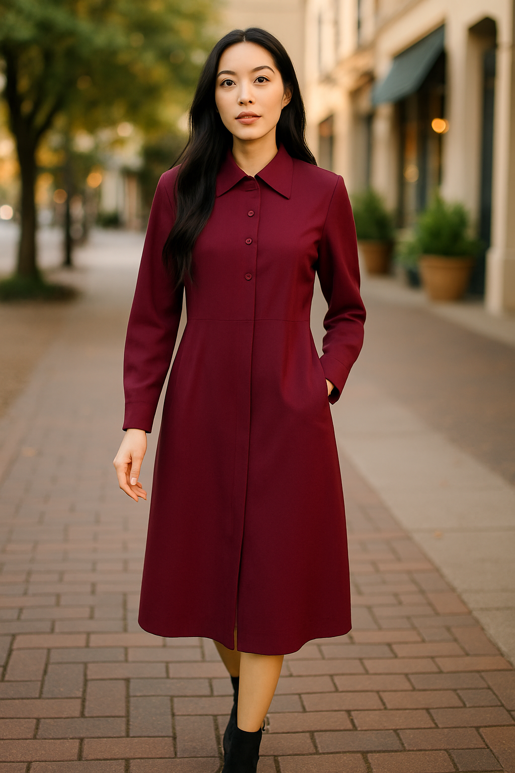 Harve Bernard- Burgundy long jacket and skirt suit set(size 10)