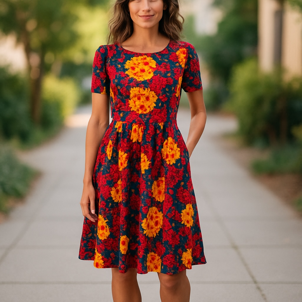Lula Roe- Floral Patterned Dress (size M)