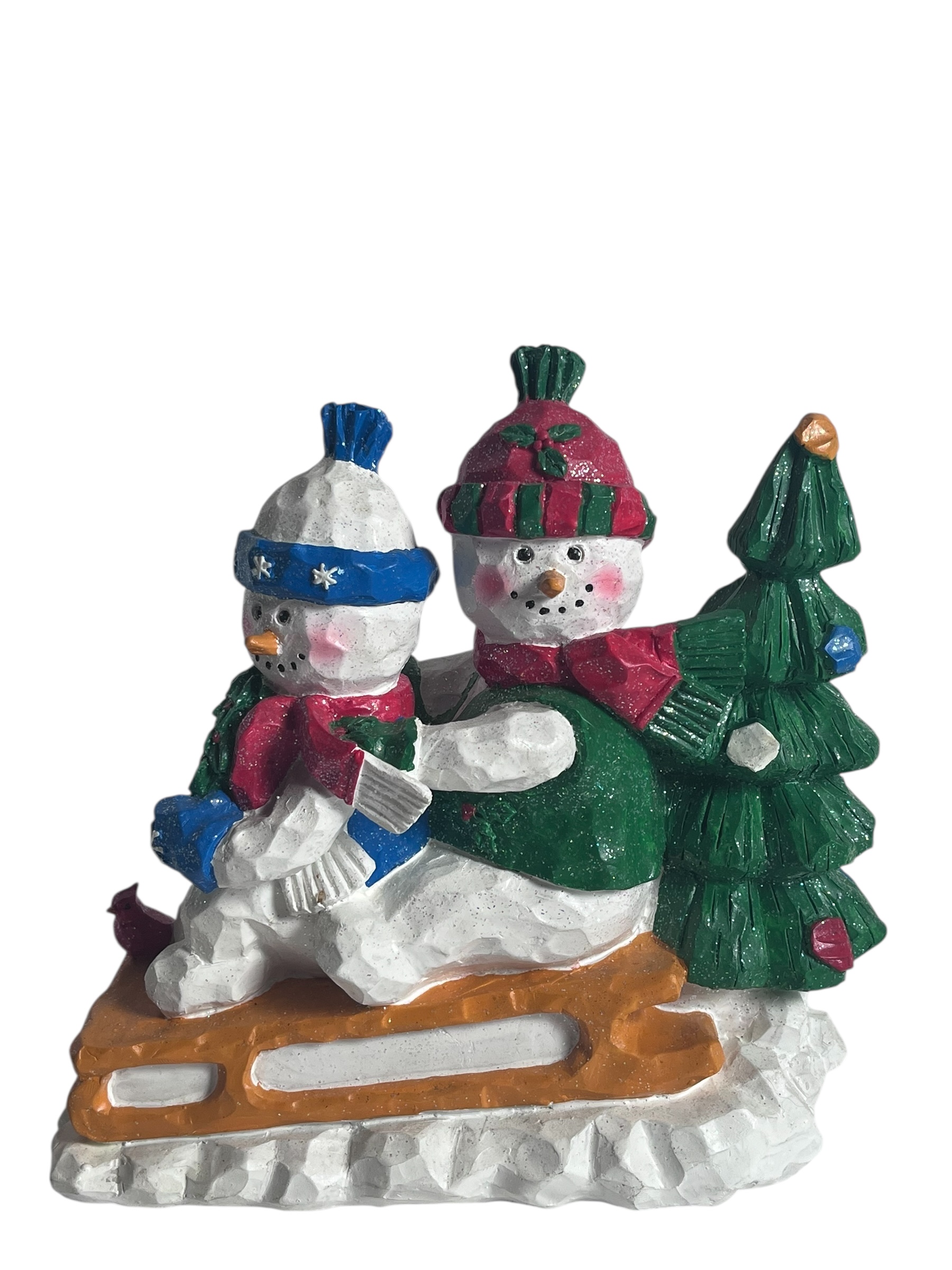 Snowman Sledding Figurine