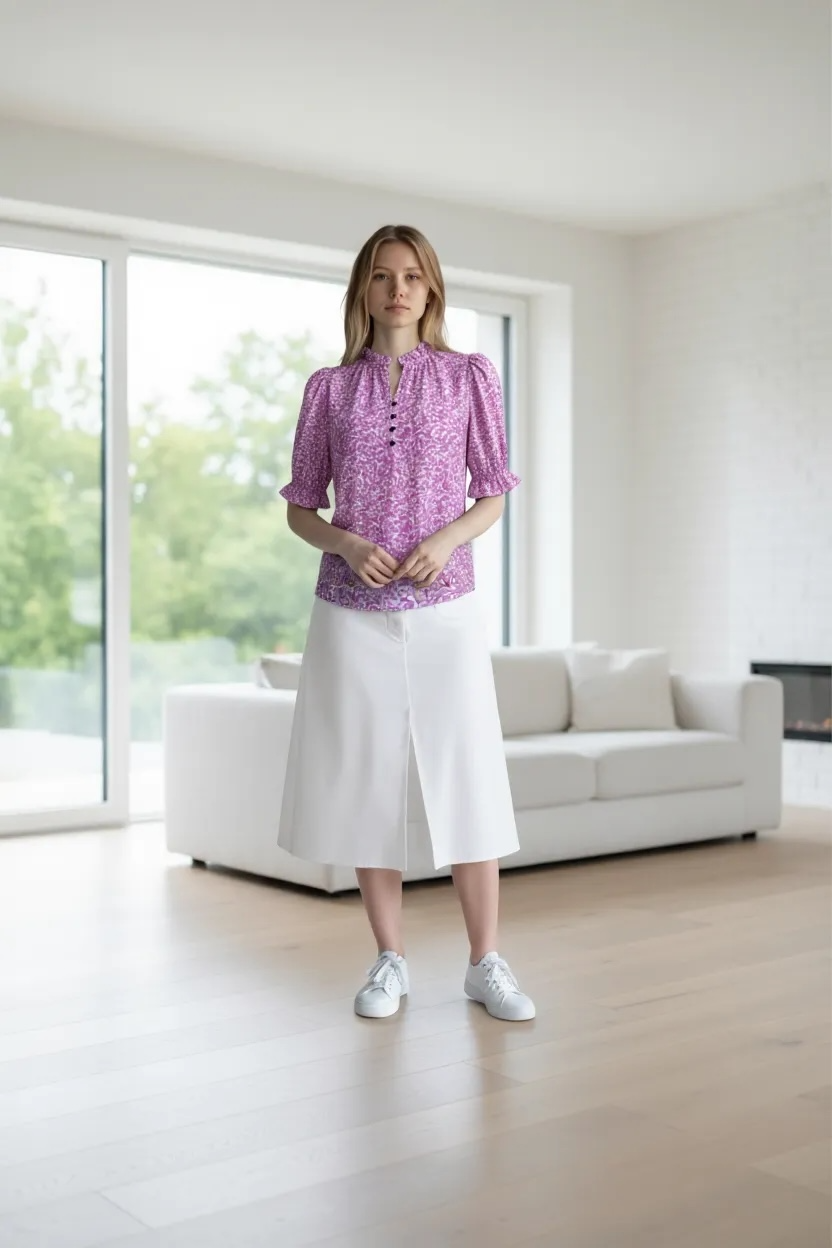 Women's Floral Print Ruffle Blouse (size S)