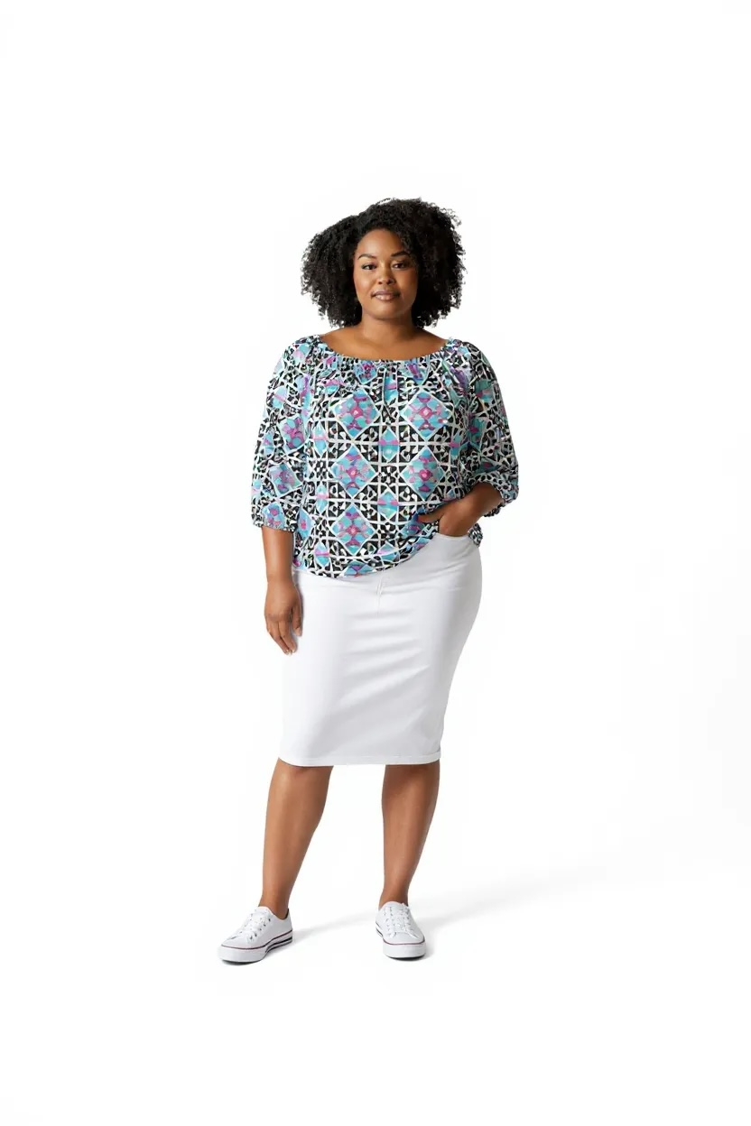 Geometric Print Blouse (Prestige Size 2X)