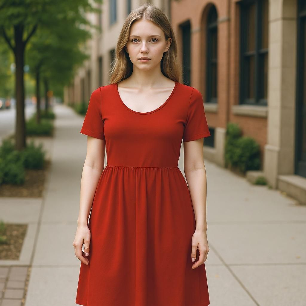 New with Tag-Effortless Elegance – Old Navy Red Short Sleeve Dress (L)