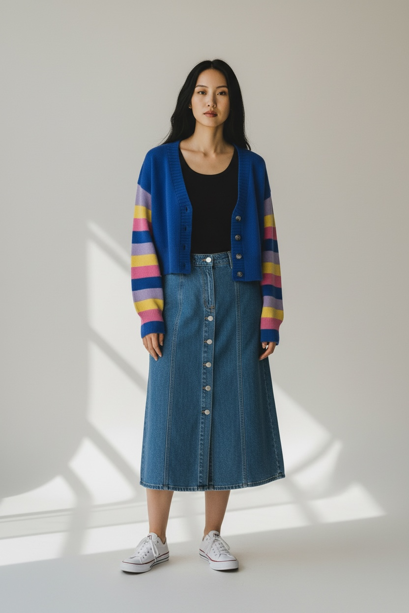 Daisy Women's Vibrant Striped Cardigan (size L)