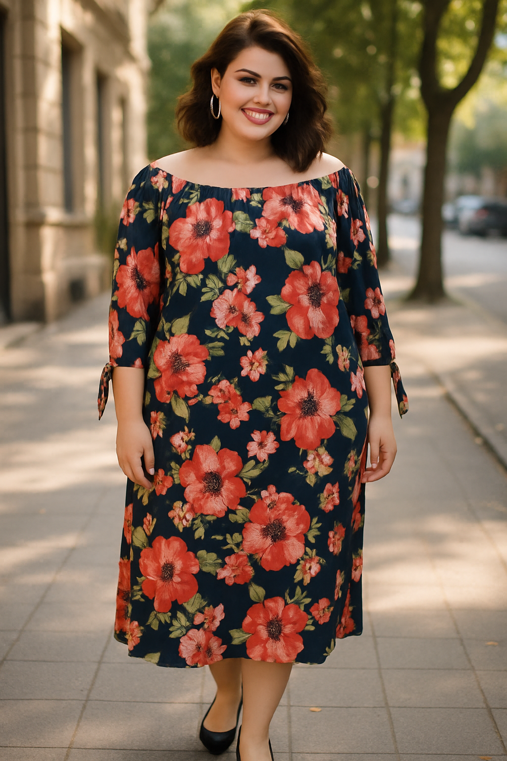 Love J - Floral Off-Shoulder Dress (2x)