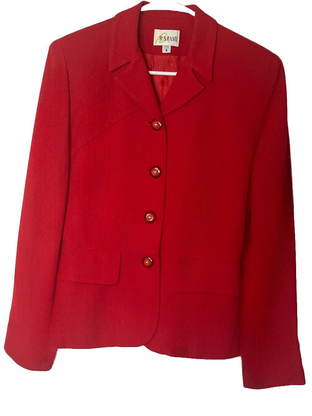 Bold & Chic: Barami Red Skirt Suit - Size 6