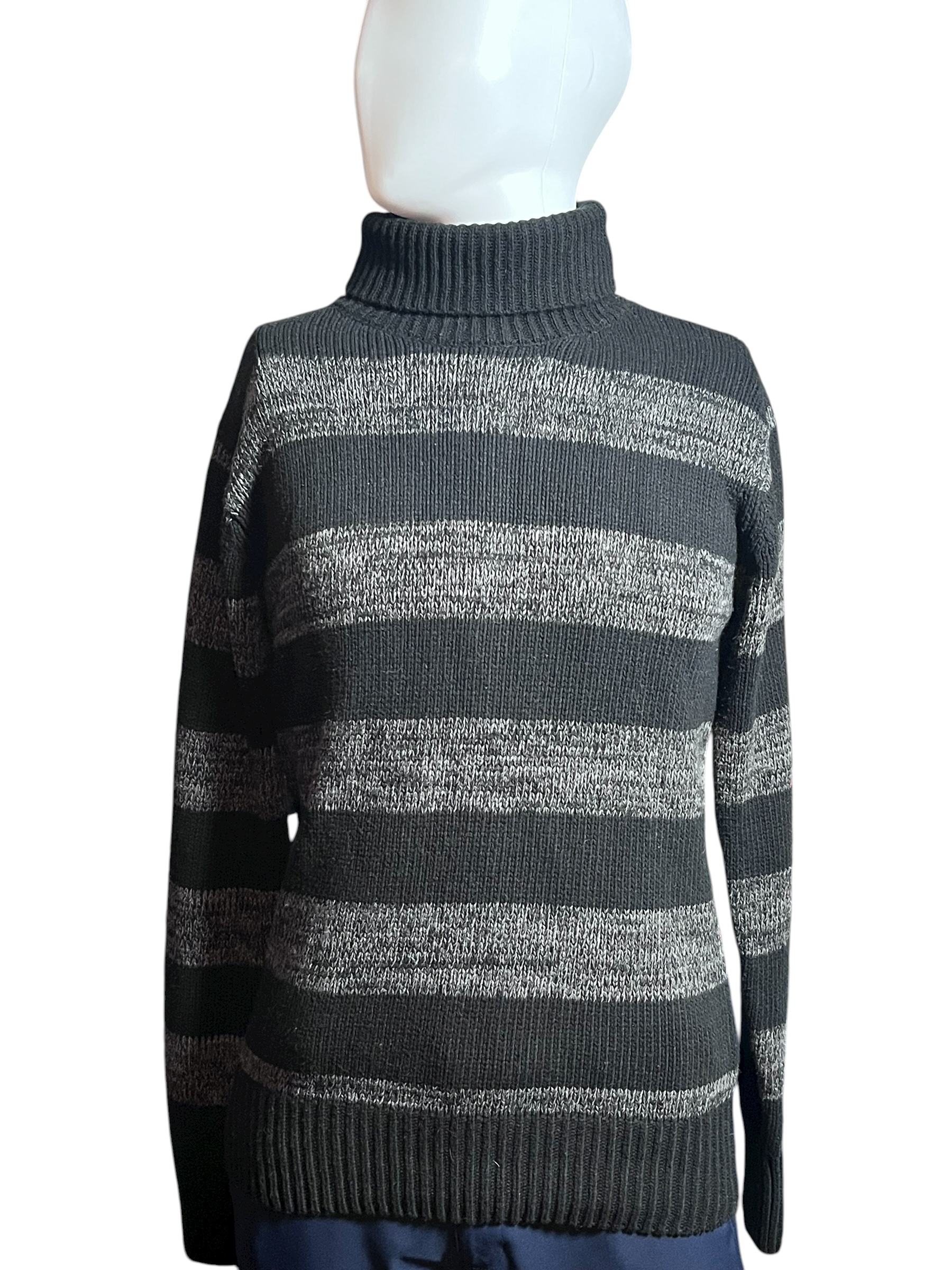 Eddie Bauer-Striped Turtleneck Sweater(size L)