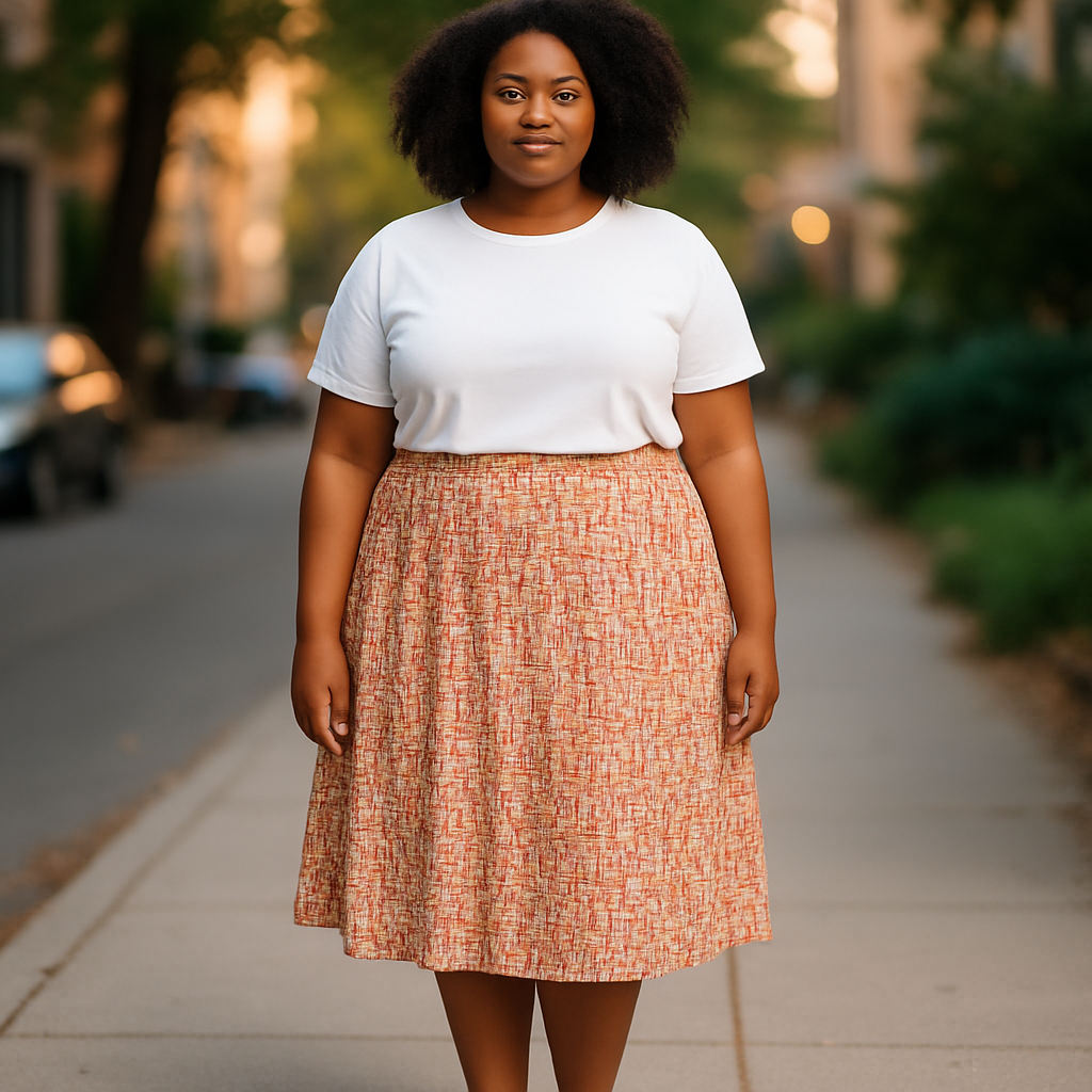 New York & Company- Patterned Midi Skirt (L)