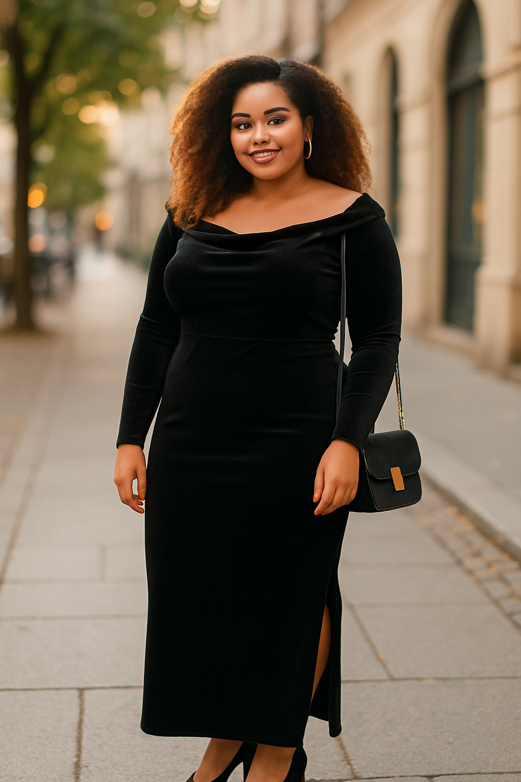 Giking-Elegant Black Evening Gown (size 2XL)