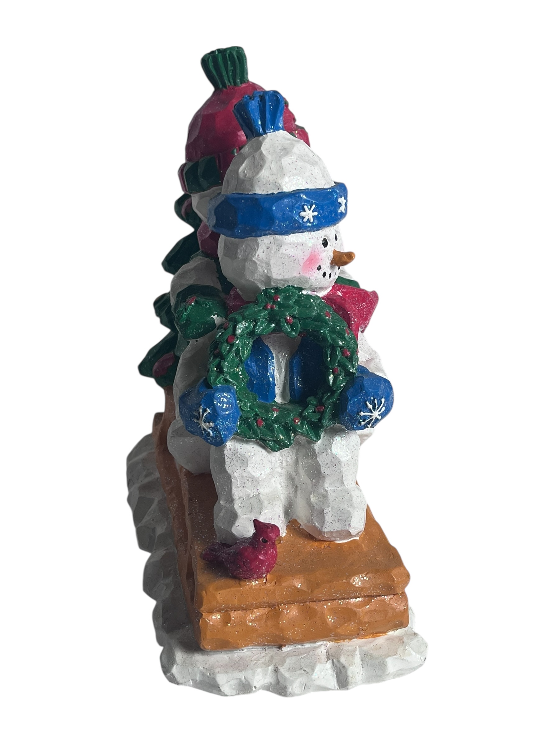 Snowman Sledding Figurine