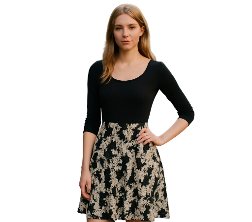 Gilli - Black and White Floral Dress (size S)