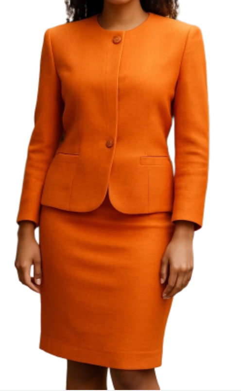 Morgan Miller-Women's Orange 2 piece skirt suit set (size 10)