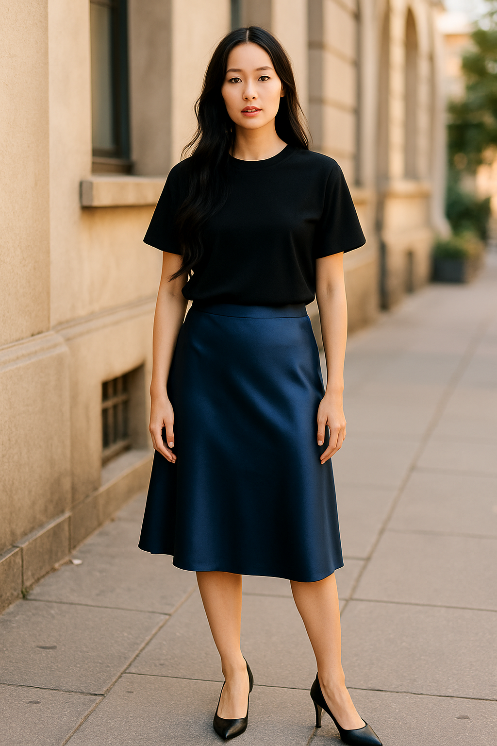 A New Day-Silk Midi Skirt (size small)