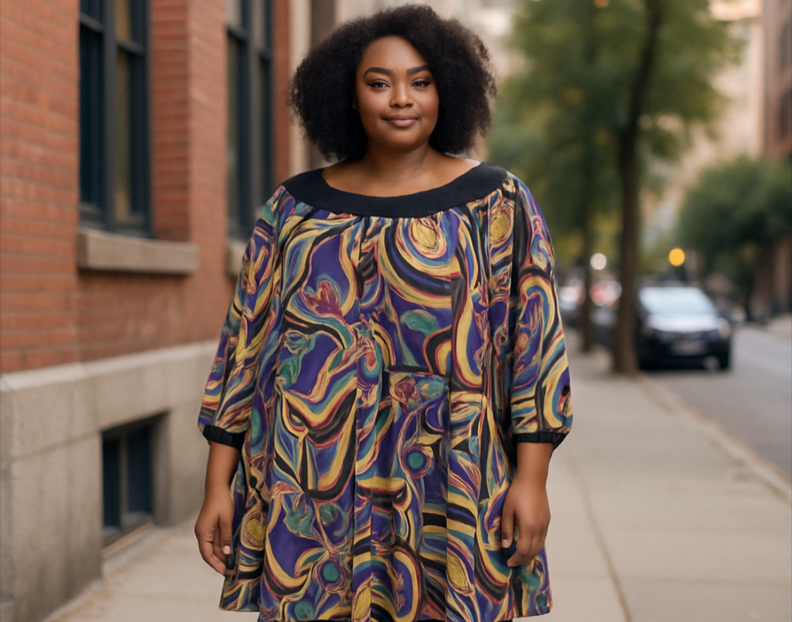 Tiana B -Vintage Patterned Dress (Large)