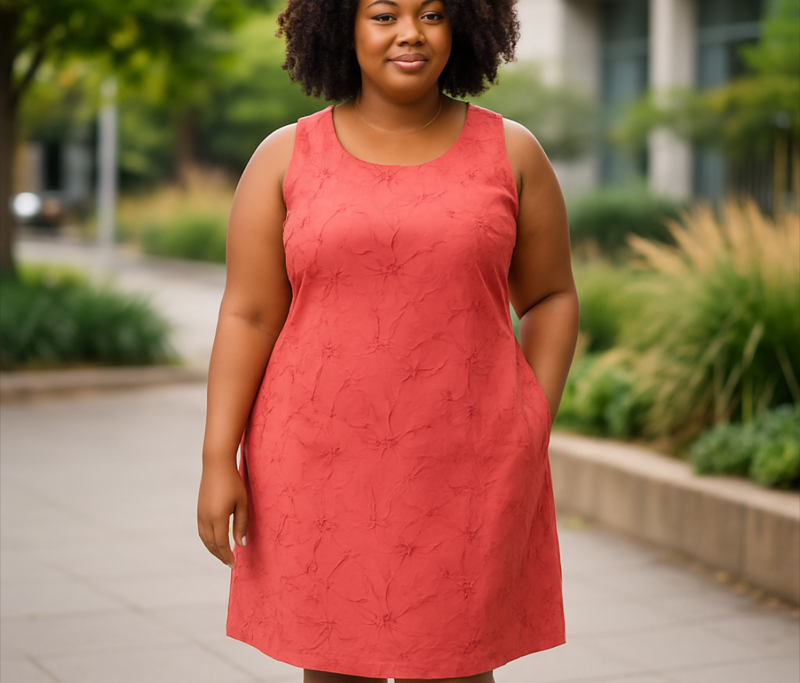 Brighten Your Look with Our Orange Linen-Rayon Sleeveless Dress – Lightweight, Breathable, Perfect for Summer(Size 14)