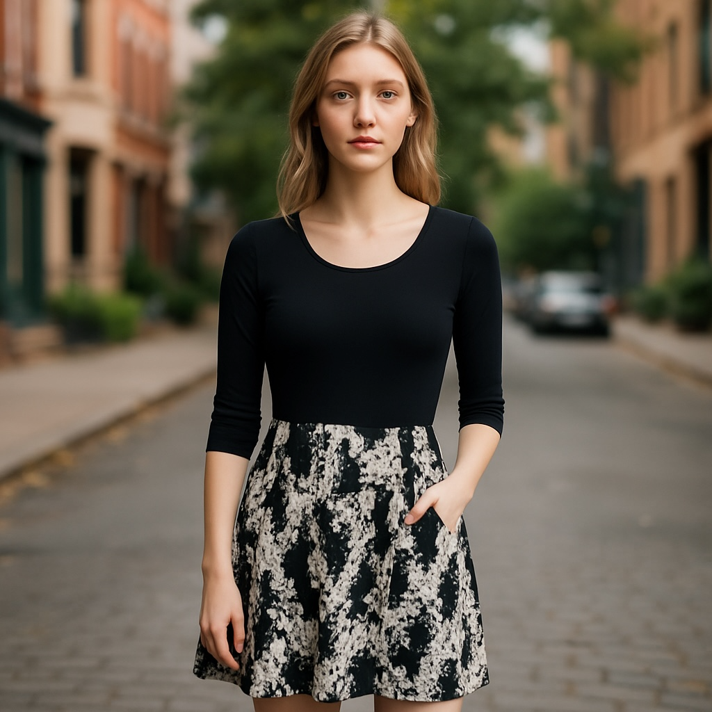 Gilli - Black and White Floral Dress (size S)