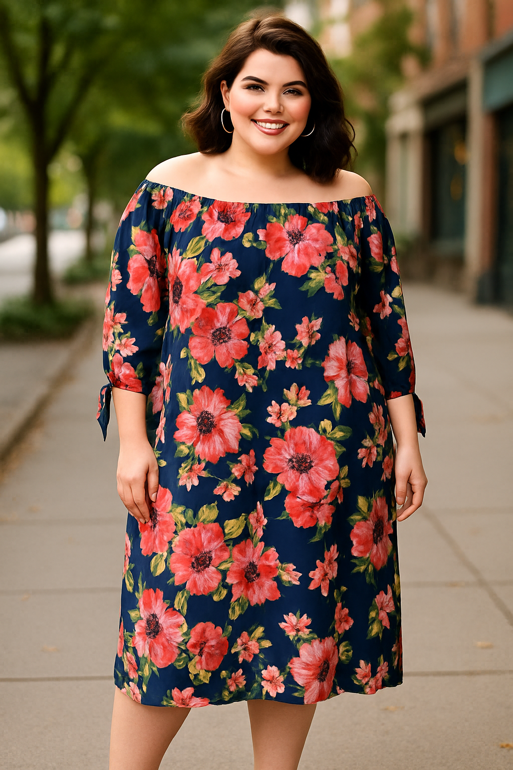 Love J - Floral Off-Shoulder Dress (2x)