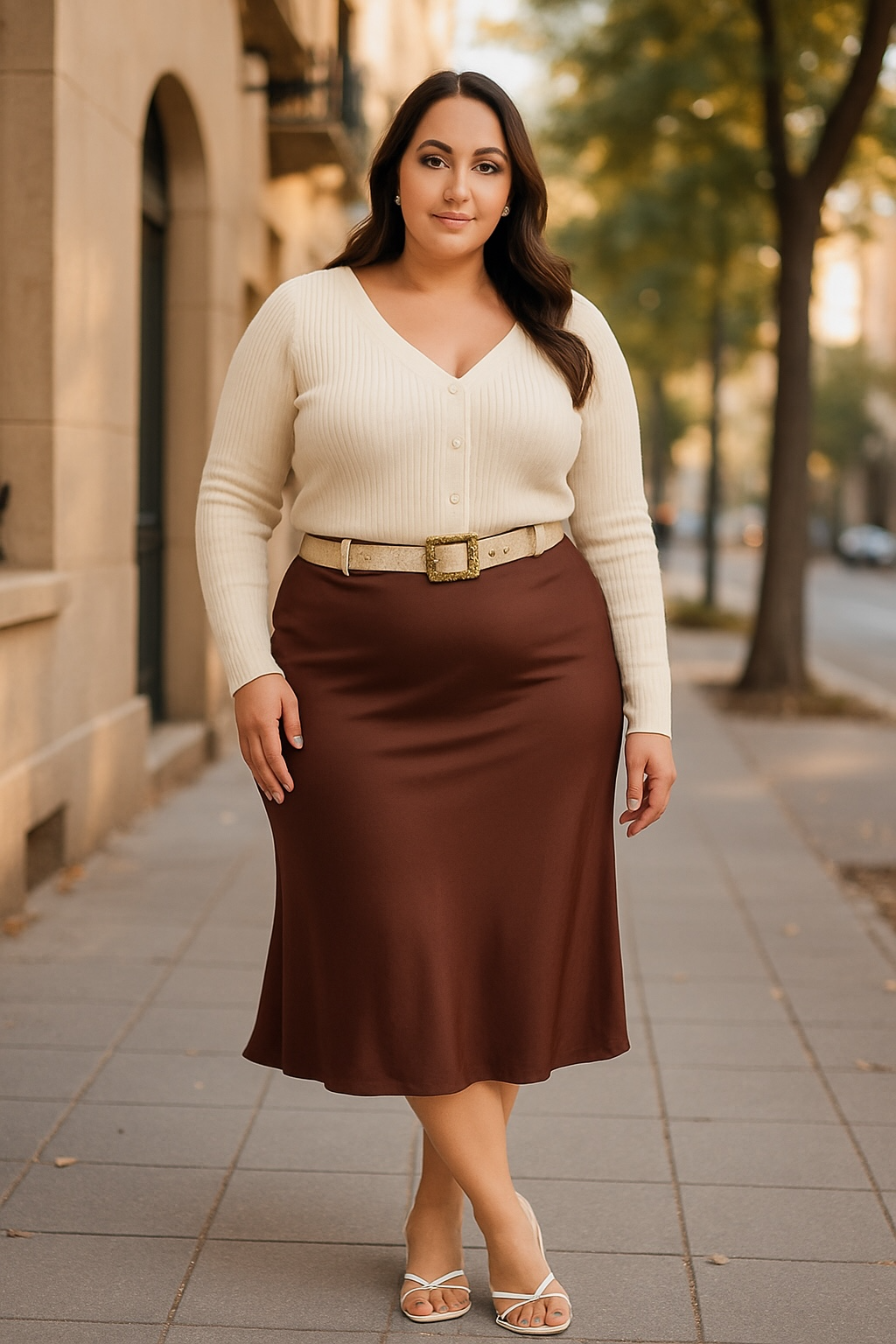Luxury Beige Leather Belt
