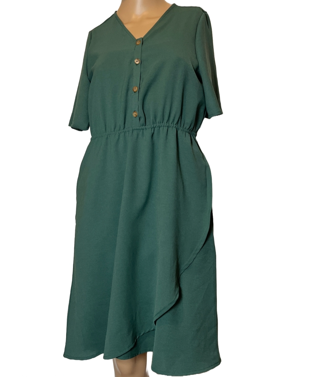 Women’s Green Short Sleeve Wrap Dress – Size Small