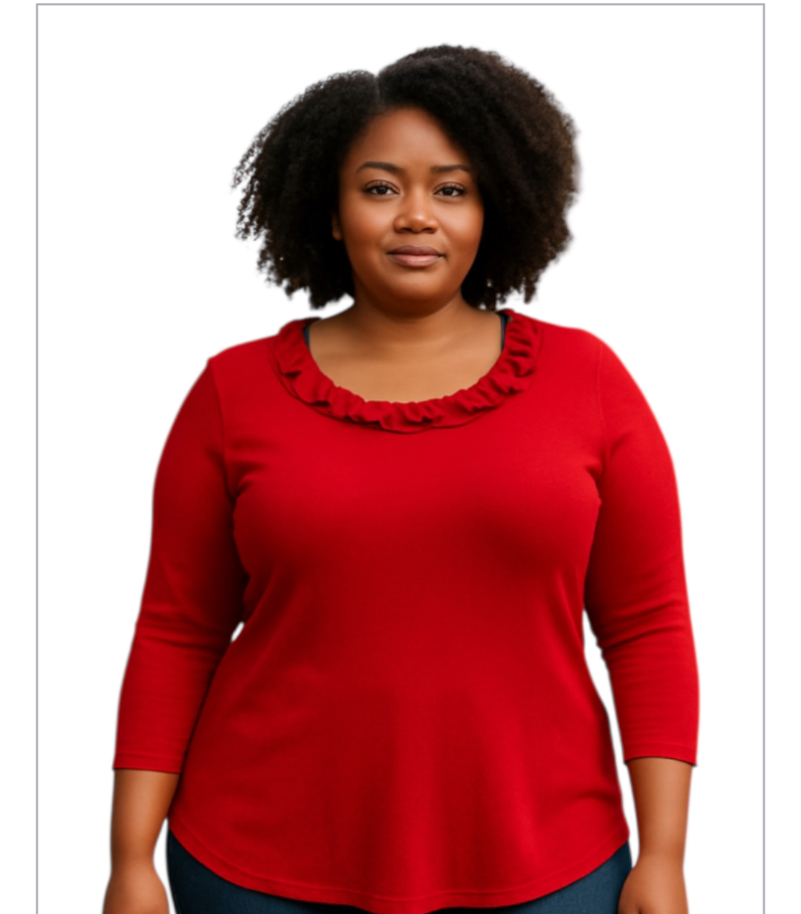 Red Ruffled Neck Sweater (Size L)