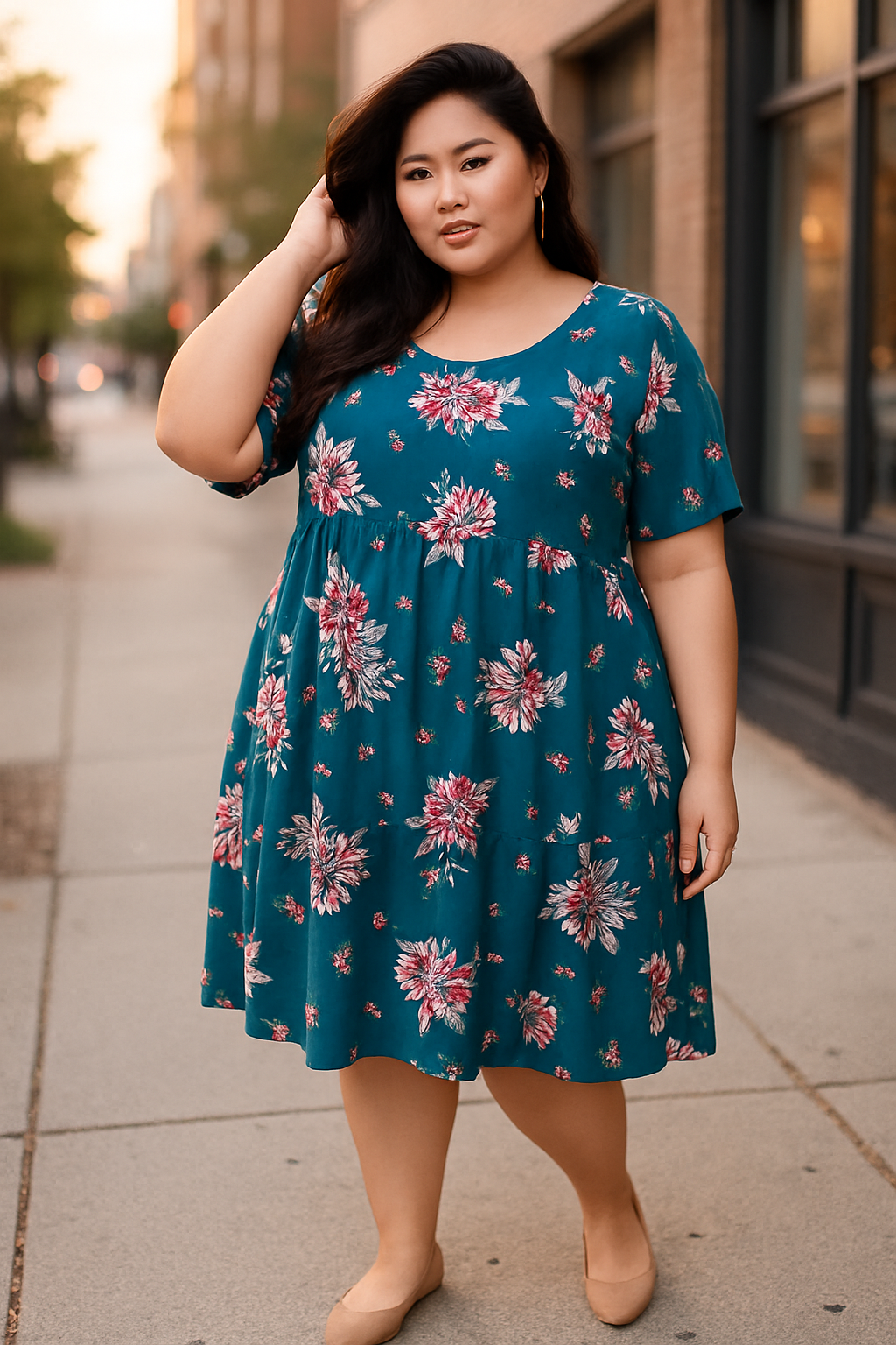 Terra Sky - Floral Patterned Dress (14w)