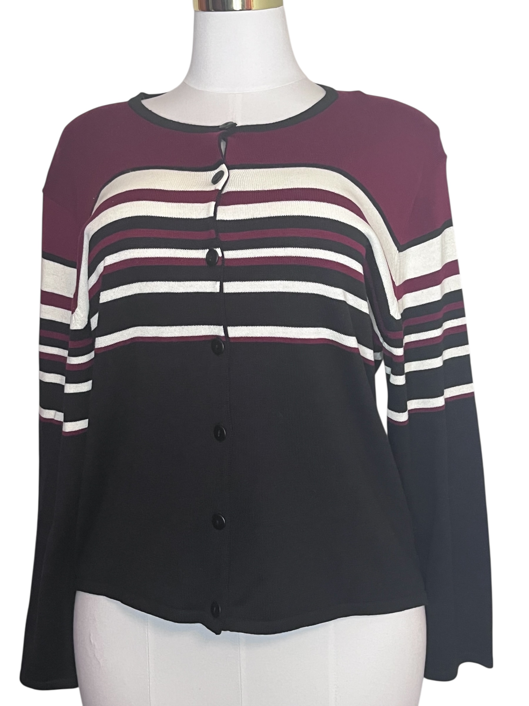 Dress Barn -Striped Button-Up Cardigan-XL