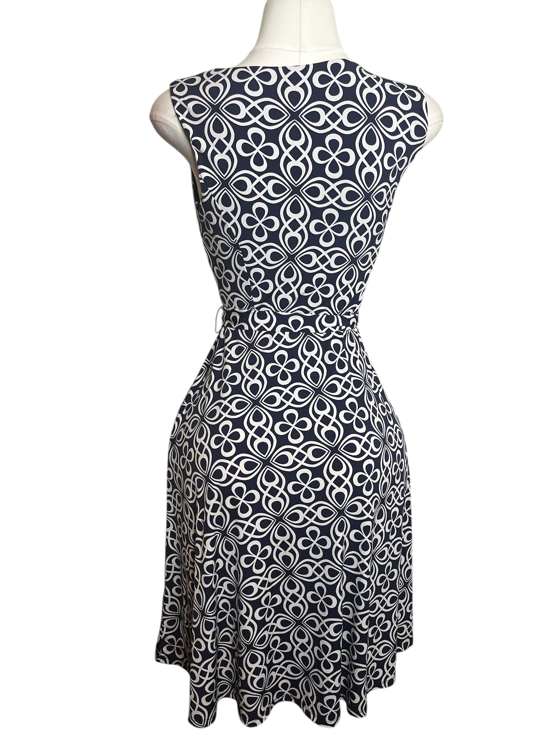 Blue and White Patterned Dress (size small)