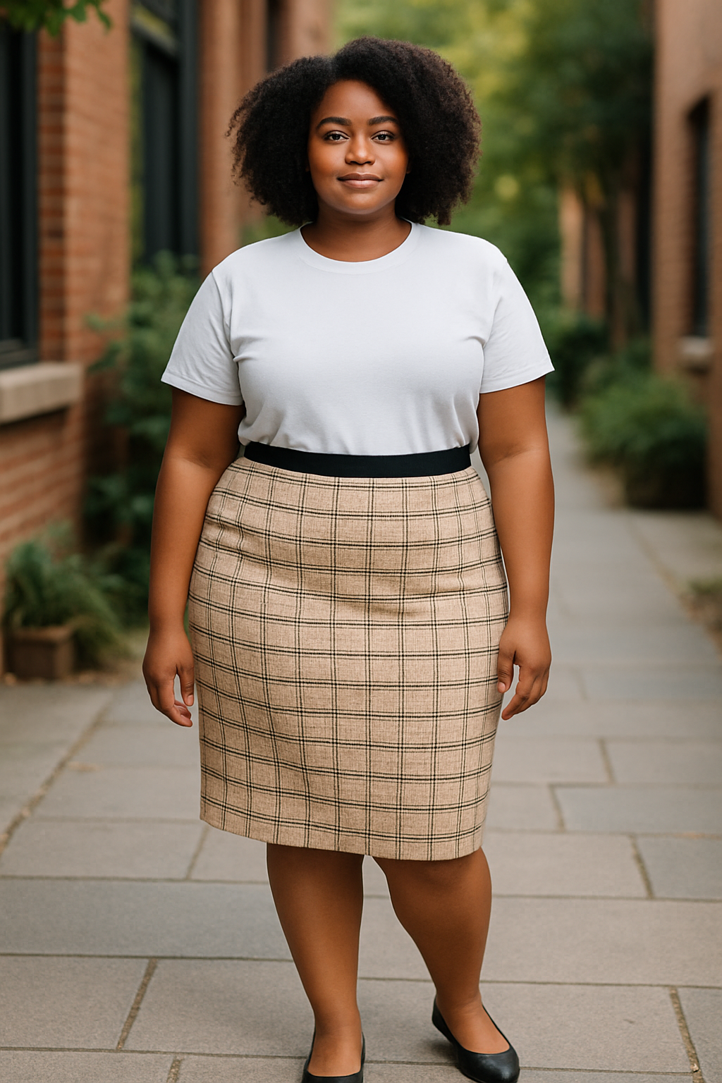  Elegant Plaid and Beige Skirt(size 18)-Item New with Tag