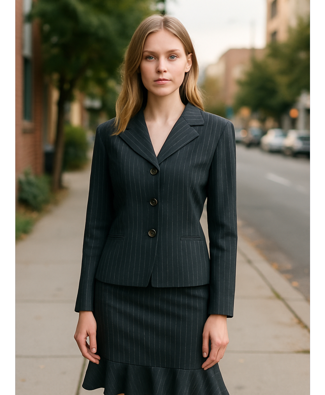 Julian Taylor-Women's Pinstripe Suit Set