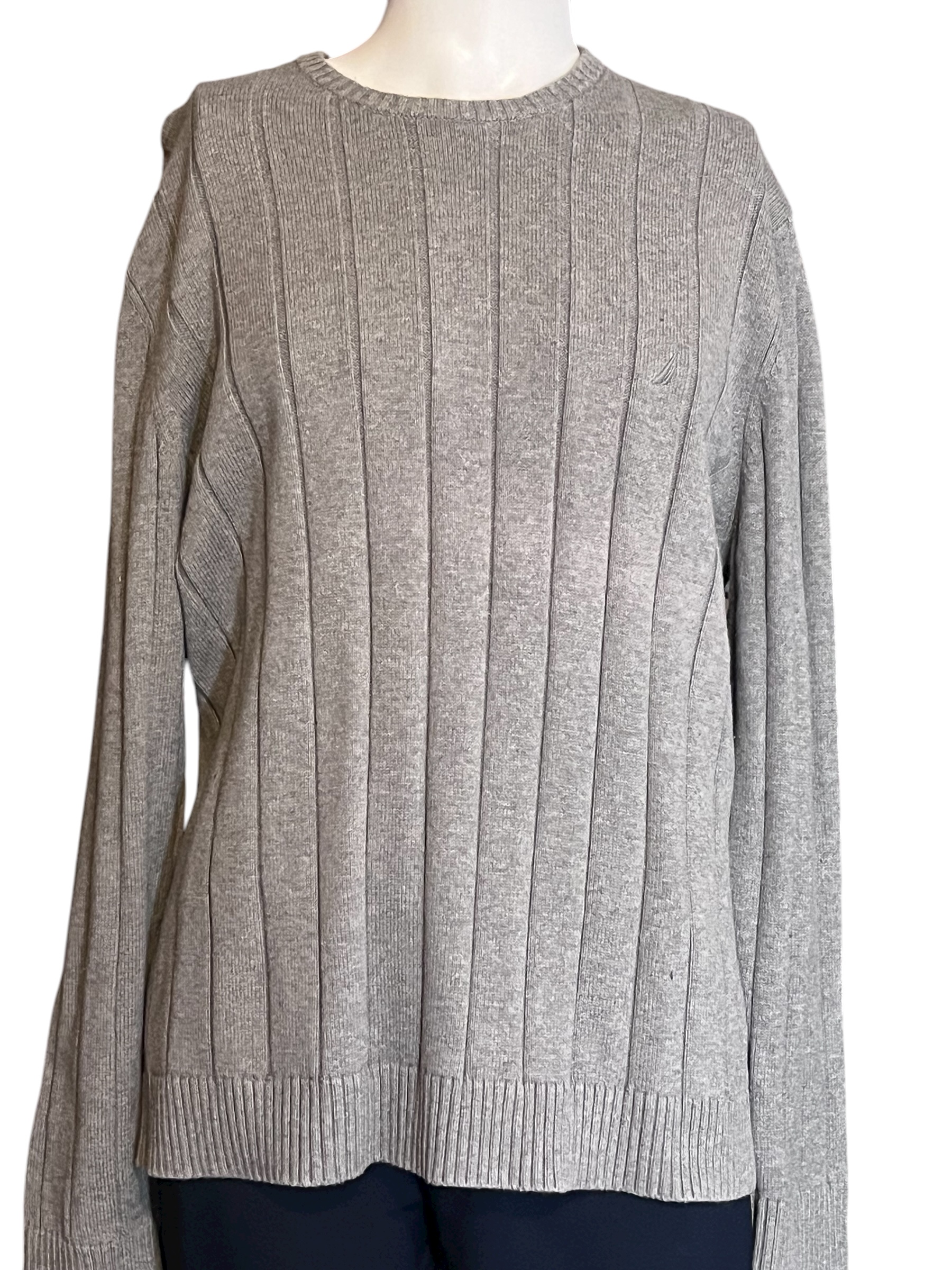 Gray Ribbed Knit Sweater