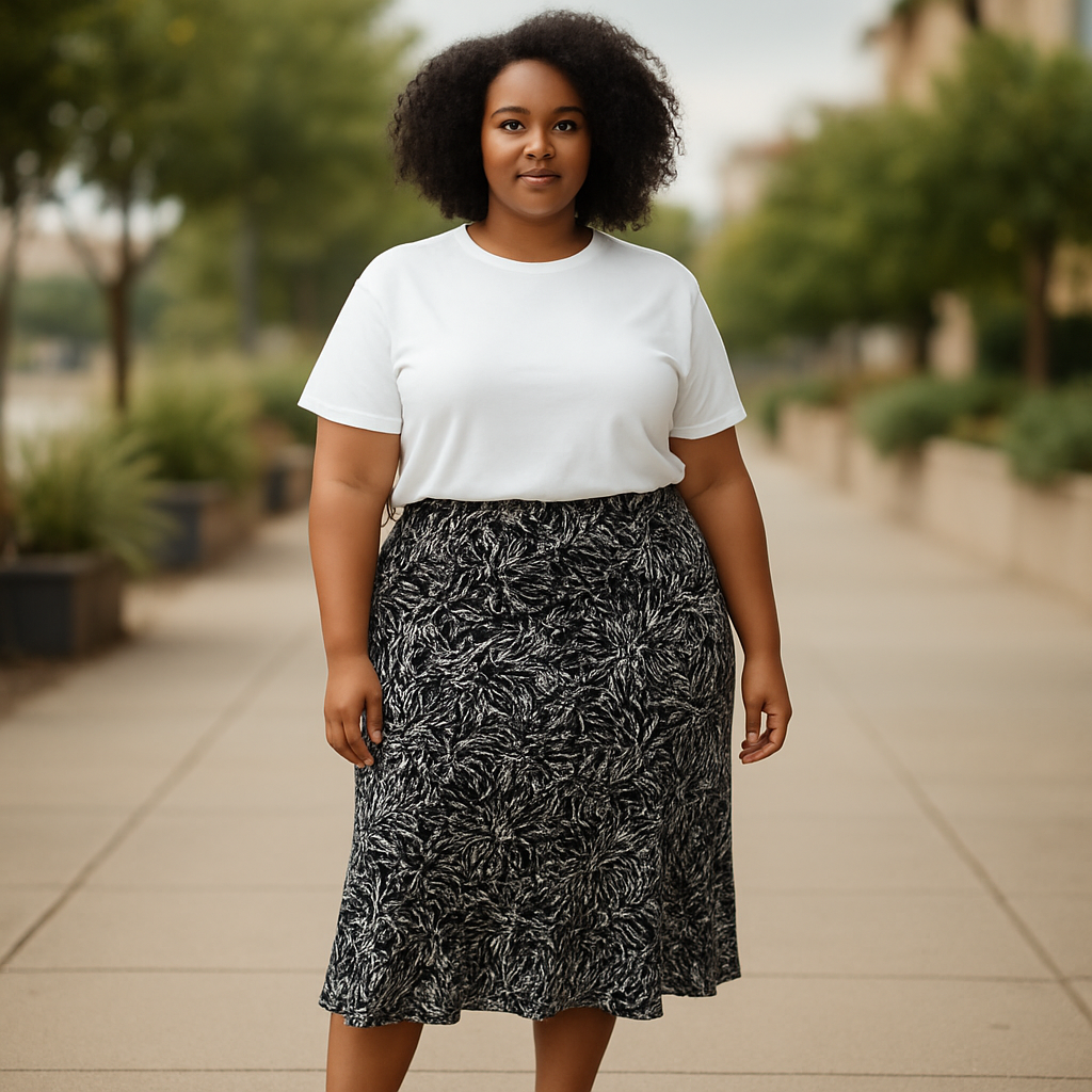 Lane Bryant- Black and White Leaf Print Skirt