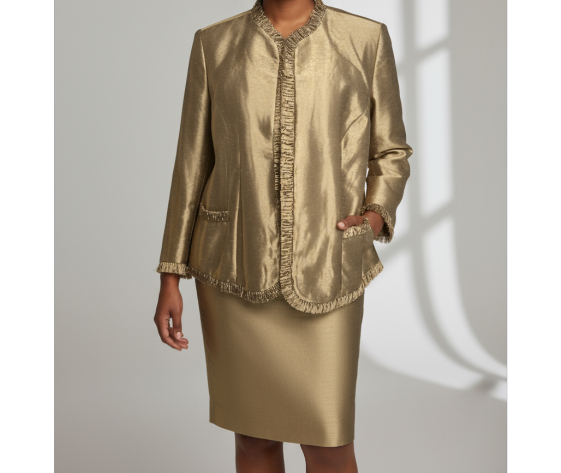 New with Tag- Gold Satin Skirt Suit (22WP)