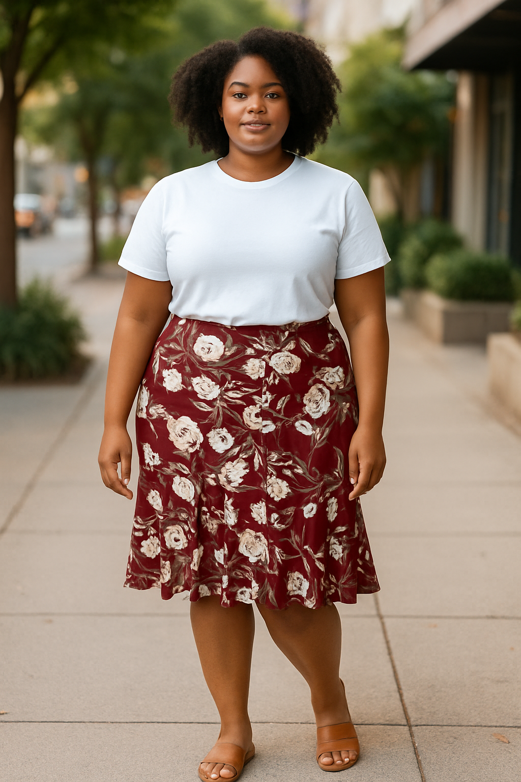 Simply Emma New With Tag- Chic and stylish Floral Midi Skirt (size 2X)