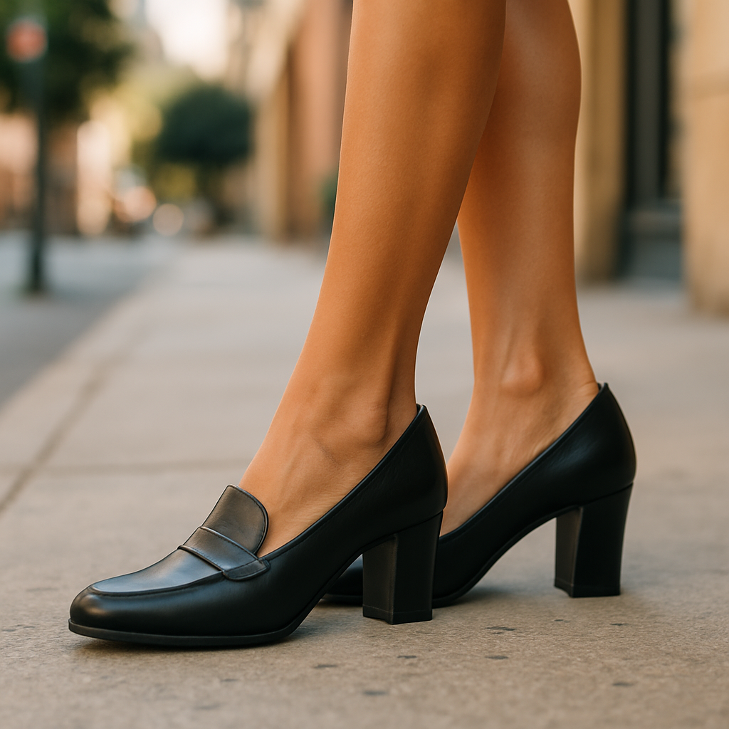 Black Leather Women's Shoes(size 7M)