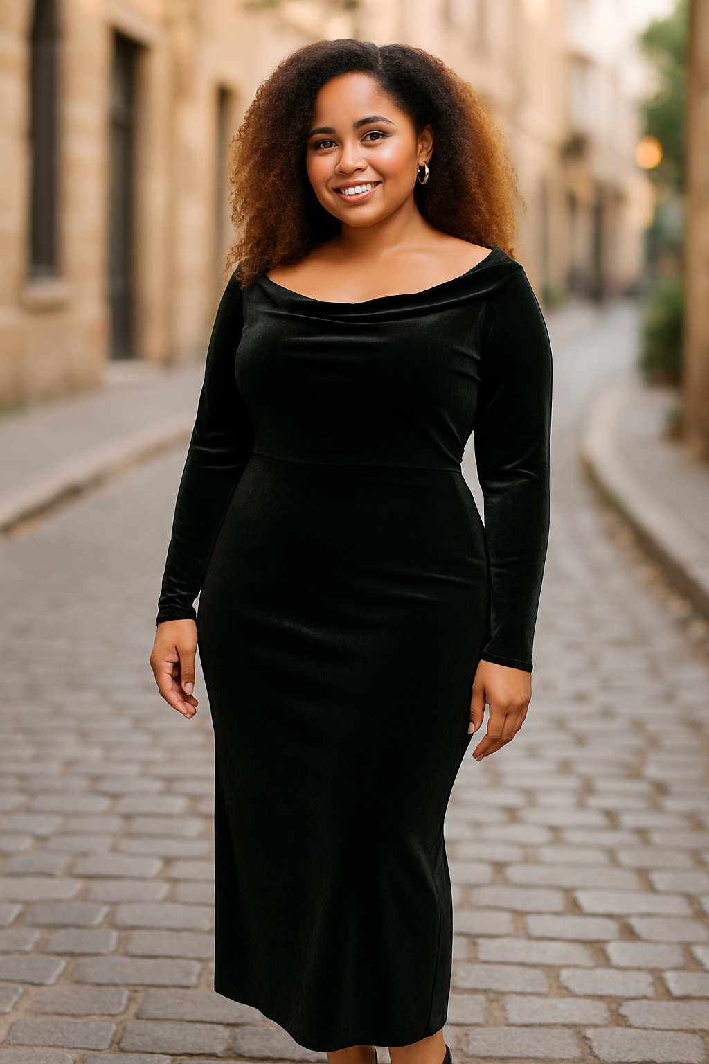 Giking-Elegant Black Evening Gown (size 2XL)