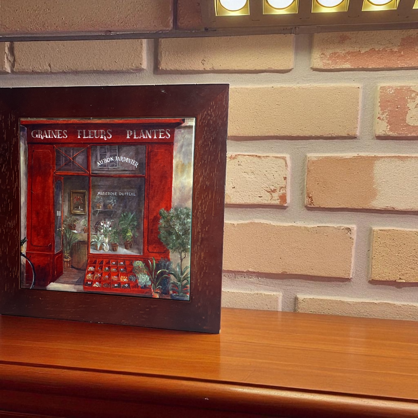 Framed Flower Shop Painting
