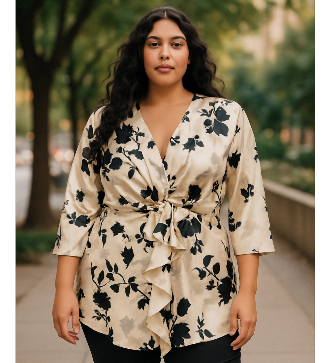 Dress Barn-Women's Floral Satin Blouse  (size 2x)
