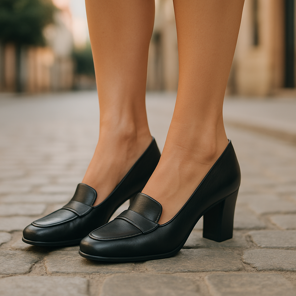 Black Leather Women's Shoes(size 7M)