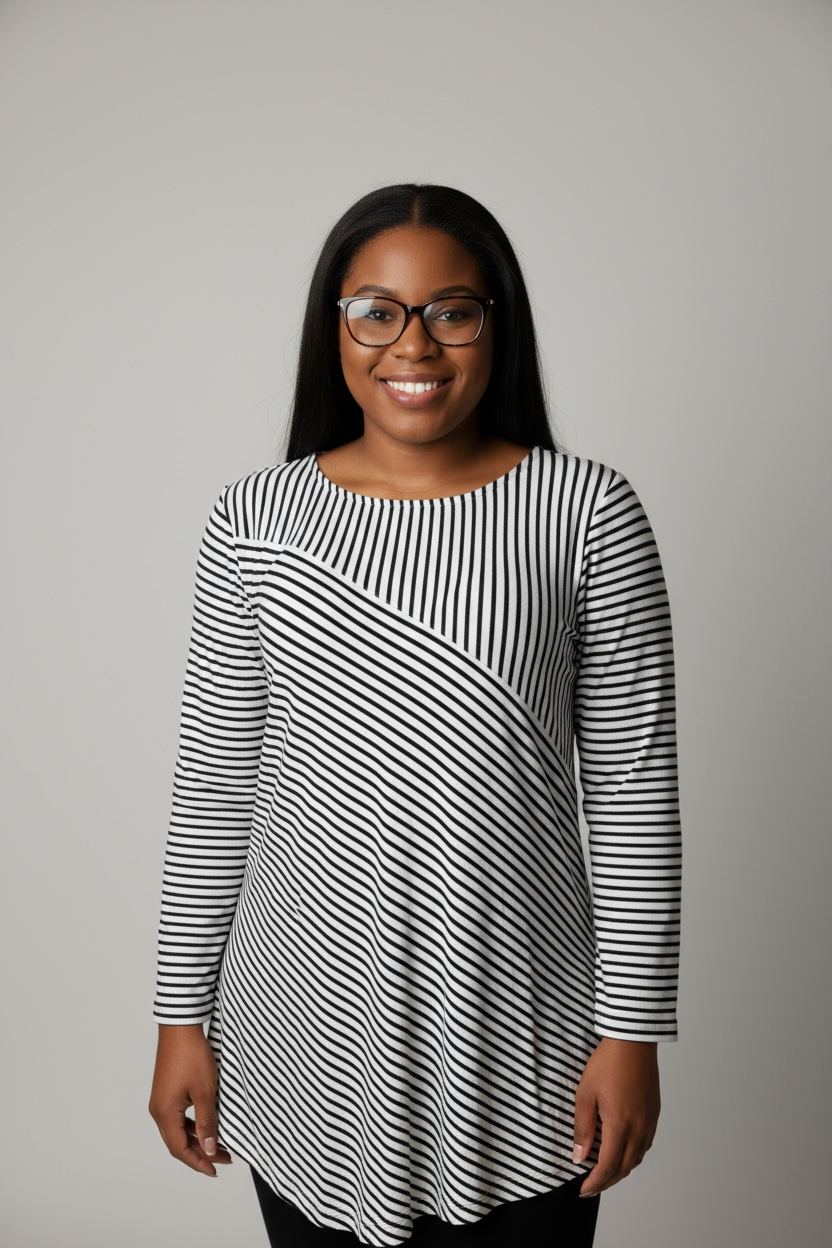 Grace -Striped Long Sleeves Shirt (XL)