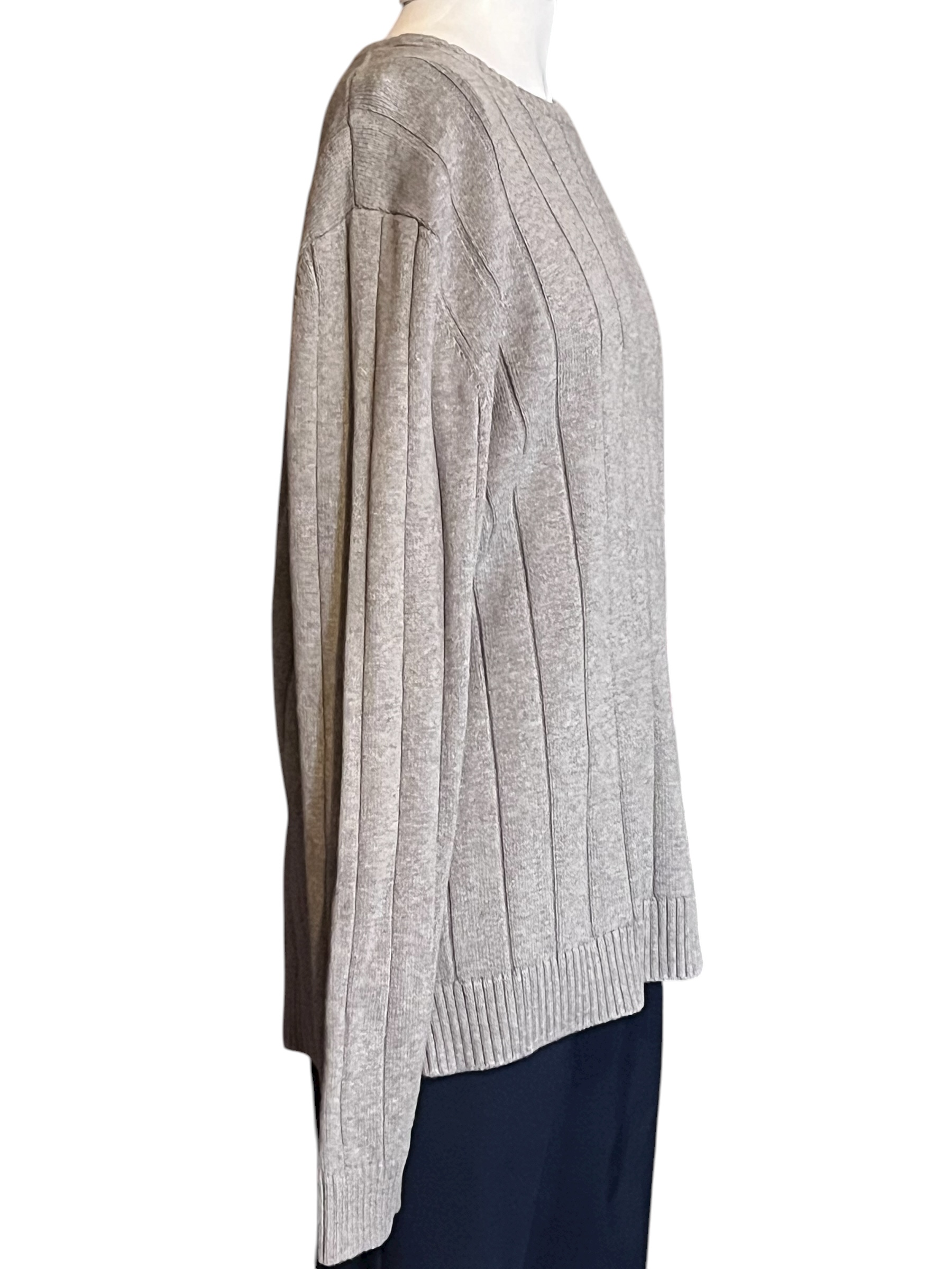 Gray Ribbed Knit Sweater