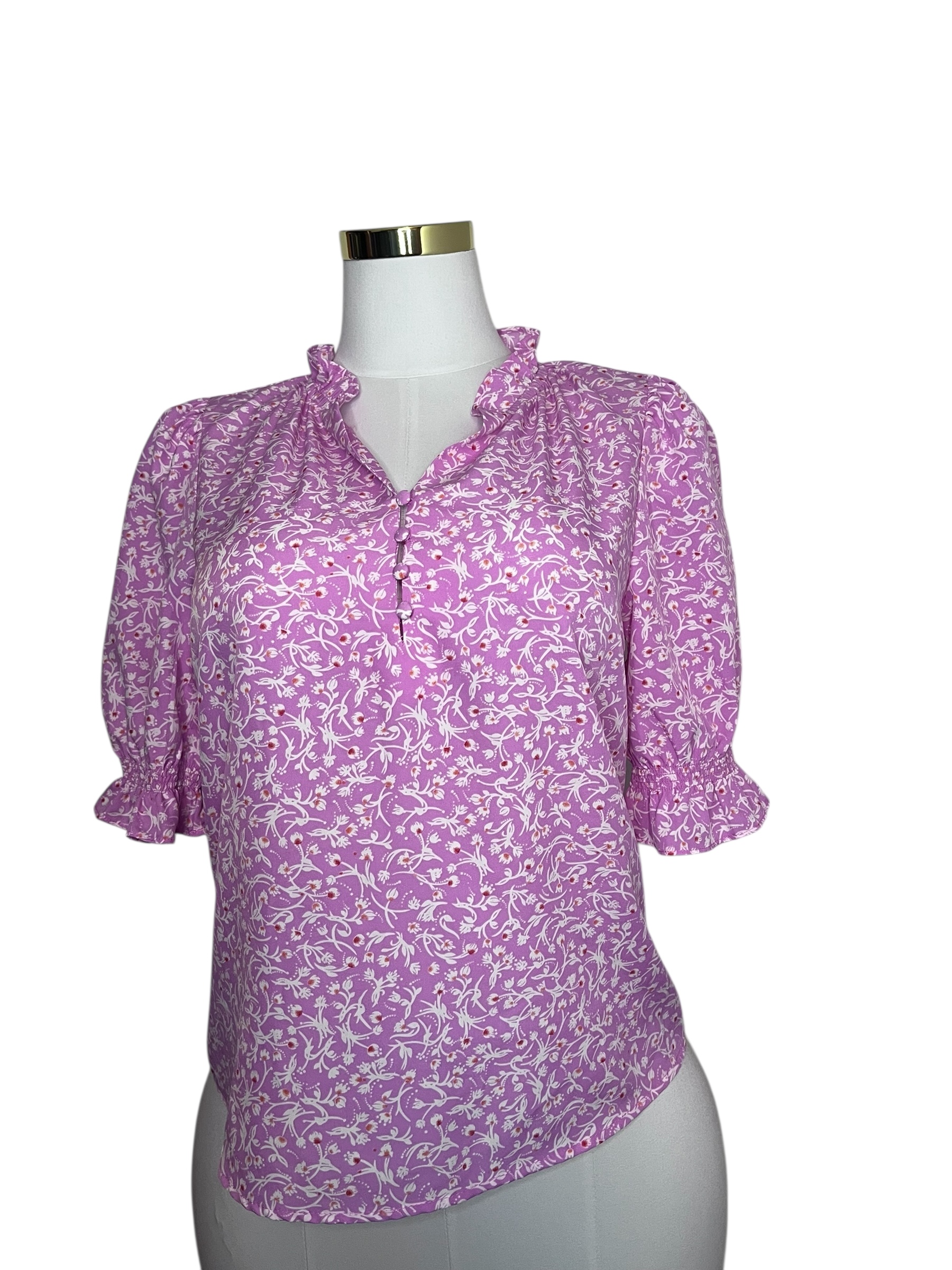 Women's Floral Print Ruffle Blouse (size S)