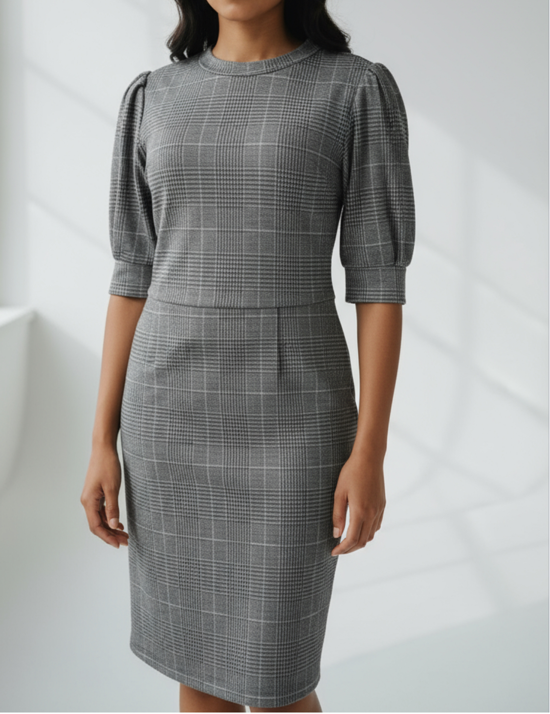 H&M Black and White Plaid Dress (size L)