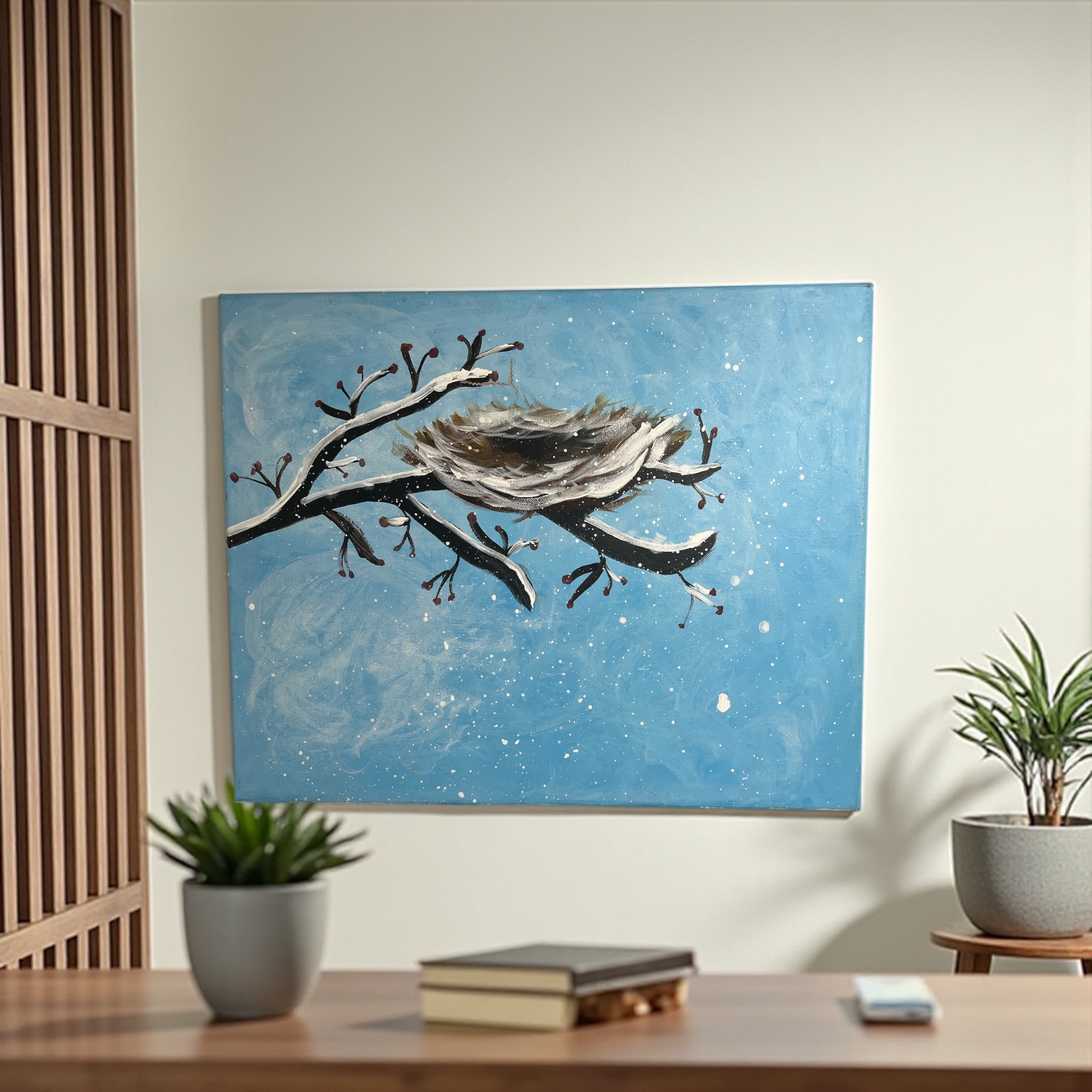 Hand-painted Bird Nest Wall Art